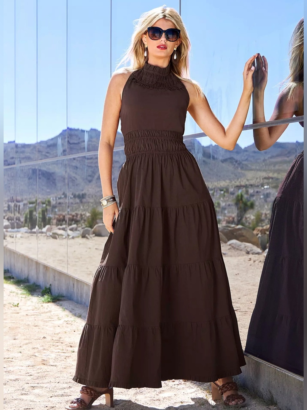 Boston Proper High Neck Poplin Maxi